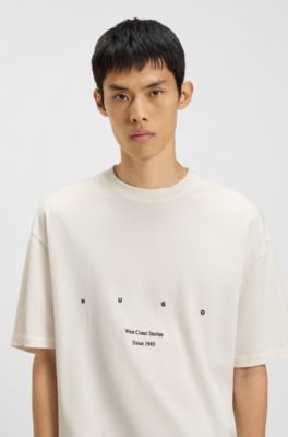 Cotton-jersey T-shirt with printed artwork, Natural