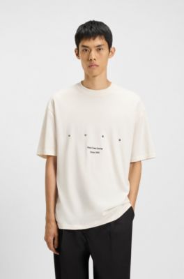 Cotton-jersey T-shirt with printed artwork, Natural