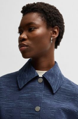 Relaxed-fit jacket with floral structure, Blue Patterned