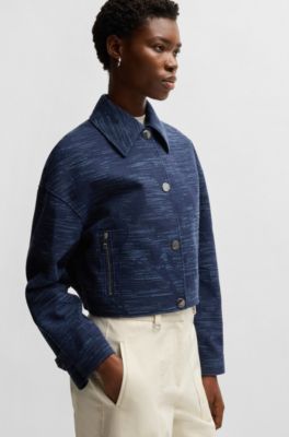 Veste Relaxed &agrave; la structure florale, Bleu &agrave; motif
