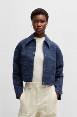 Veste Relaxed &agrave; la structure florale, Bleu &agrave; motif