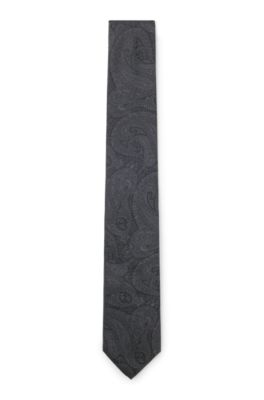 Formal tie with paisley pattern, Dark Grey