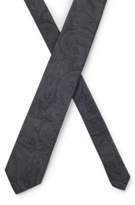 Formal tie with paisley pattern, Dark Grey