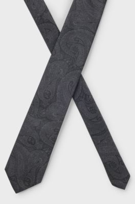 Formal tie with paisley pattern, Dark Grey