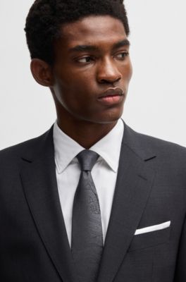 Formal tie with paisley pattern, Dark Grey