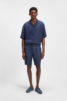 Suede moccasins with leather penny trim, Blue