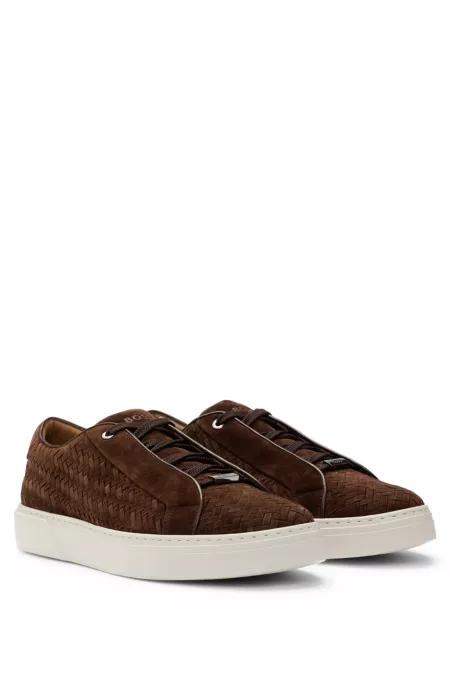 BOSS SELECTED BY SHOHEI OHTANI Gary woven-suede trainers with hidden laces