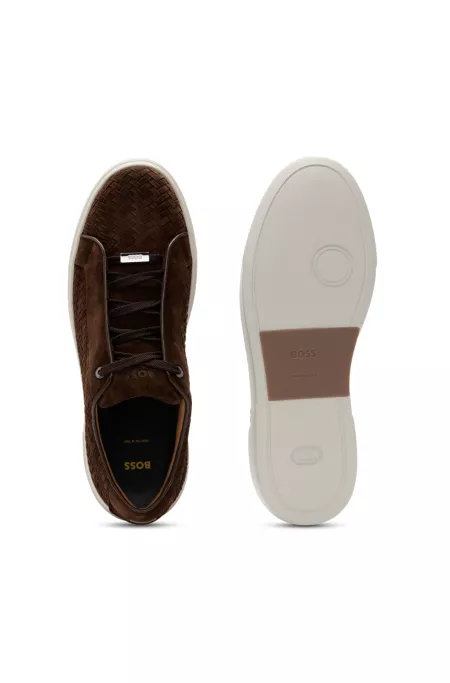 BOSS SELECTED BY SHOHEI OHTANI Gary woven-suede trainers with hidden laces