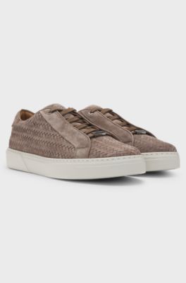 Gary woven-suede trainers with hidden laces, Light Brown