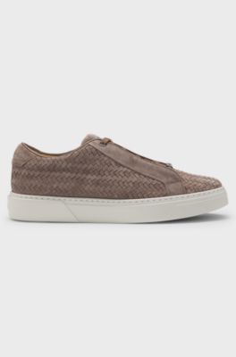 Gary woven-suede trainers with hidden laces, Light Brown