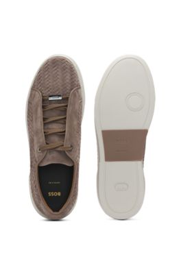 Gary woven-suede trainers with hidden laces, Light Brown