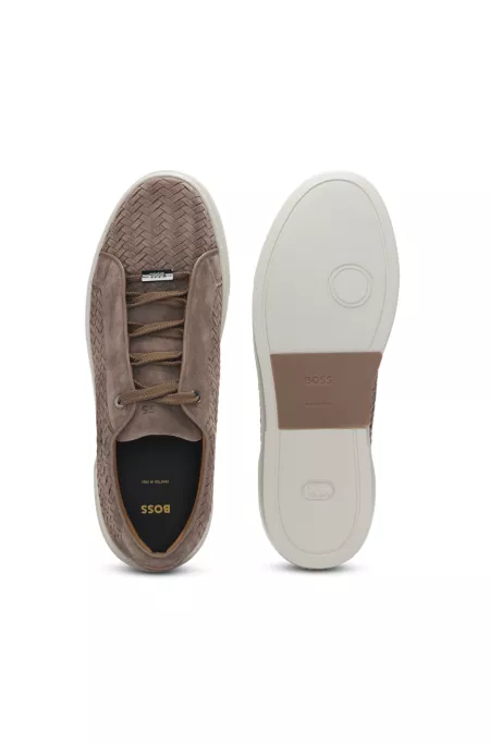 BOSS SELECTED BY SHOHEI OHTANI Gary woven-suede trainers with hidden laces
