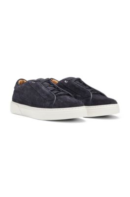 Gary woven-suede trainers with hidden laces, Dark Blue