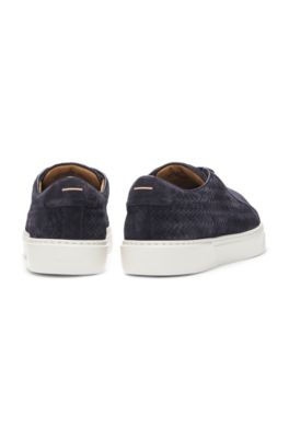 Gary woven-suede trainers with hidden laces, Dark Blue