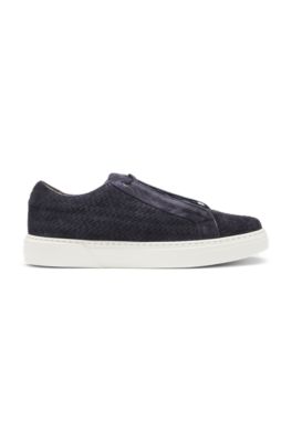 Gary woven-suede trainers with hidden laces, Dark Blue