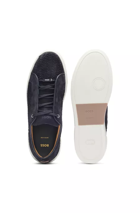BOSS SELECTED BY SHOHEI OHTANI Gary woven-suede trainers with hidden laces