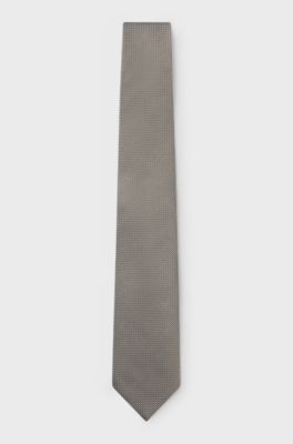 Silk-blend tie with jacquard pattern, Khaki