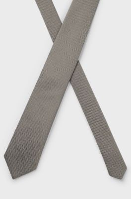 Silk-blend tie with jacquard pattern, Khaki