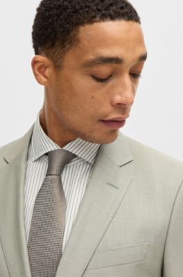 Silk-blend tie with jacquard pattern, Khaki