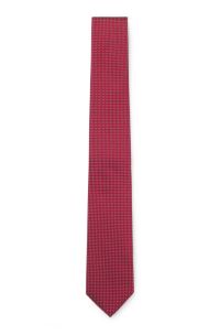 Silk-blend tie with jacquard pattern, Red