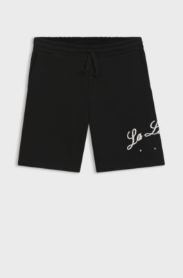 Cotton-terry shorts with logo artwork, Black