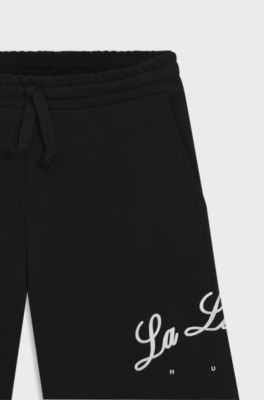 Cotton-terry shorts with logo artwork, Black