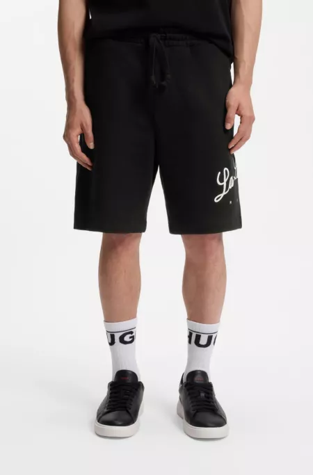 Cotton-terry shorts with logo artwork