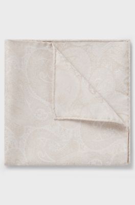 Gift-boxed tie and pocket square with jacquard pattern, Natural