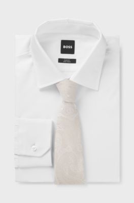 Gift-boxed tie and pocket square with jacquard pattern, Natural