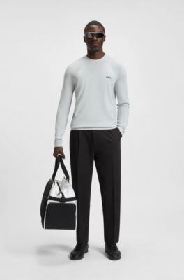 Tapered-fit trousers in water-repellent stretch fabric, Black