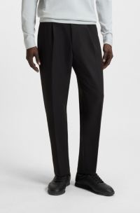 Tapered-fit trousers in water-repellent stretch fabric, Black