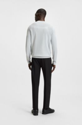 Tapered-fit trousers in water-repellent stretch fabric, Black