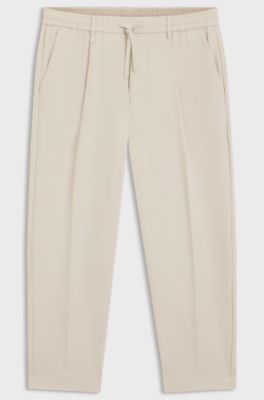 Tapered-fit trousers in water-repellent stretch fabric, Light Beige