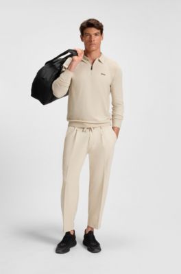 Tapered-fit trousers in water-repellent stretch fabric, Light Beige