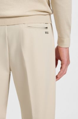 Tapered-fit trousers in water-repellent stretch fabric, Light Beige