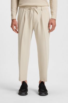 Tapered-fit trousers in water-repellent stretch fabric, Light Beige