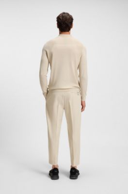 Tapered-fit trousers in water-repellent stretch fabric, Light Beige