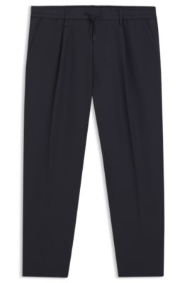 Tapered-fit trousers in water-repellent stretch fabric, Dark Blue