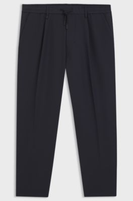 Tapered-fit trousers in water-repellent stretch fabric, Dark Blue