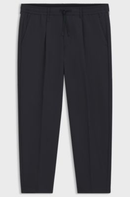 Tapered-fit trousers in water-repellent stretch fabric, Dark Blue