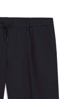Tapered-fit trousers in water-repellent stretch fabric, Dark Blue