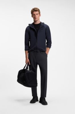 Tapered-fit trousers in water-repellent stretch fabric, Dark Blue