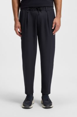 Tapered-fit trousers in water-repellent stretch fabric, Dark Blue