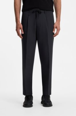 Tapered-fit trousers in water-repellent stretch fabric, Dark Blue