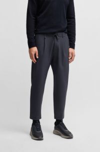 Tapered-fit trousers in water-repellent stretch fabric, Dark Blue