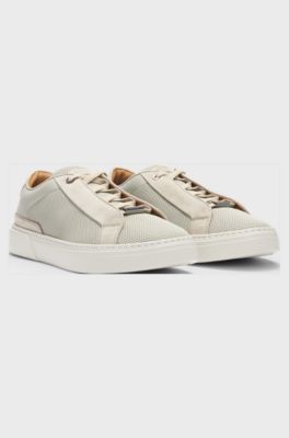 Gary low-top trainers with breathable knit uppers, Light Grey
