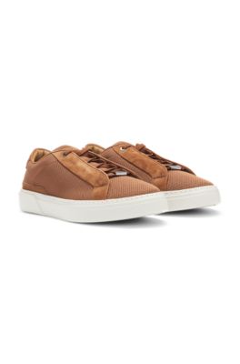 Gary low-top trainers with breathable knit uppers, Brown
