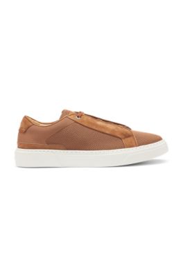 Gary low-top trainers with breathable knit uppers, Brown