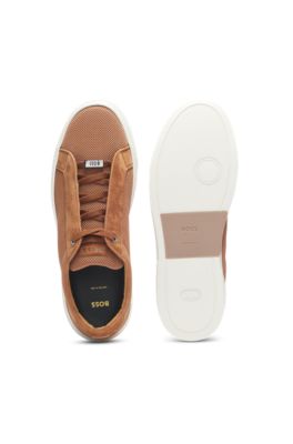 Gary low-top trainers with breathable knit uppers, Brown