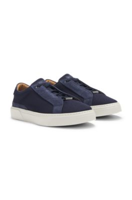 L&aring;ga Gary-sneakers med luftig stickad ovandel, M&ouml;rkbl&aring;